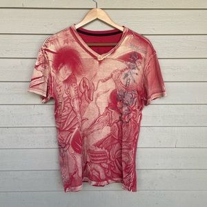 Affliction Heroes and Demons Red Mens T-shirt